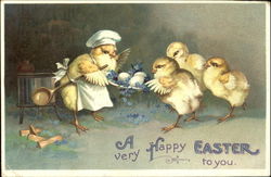 Chicks Cooking Eggs With Chicks Postcard Postcard