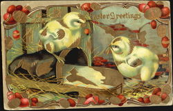 Two chicks with old slipper Postcard