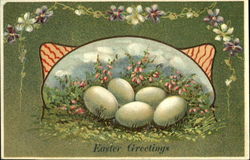 Eggs with Pink Flowers Postcard