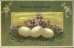 Eggs with Grass and Flowers Postcard