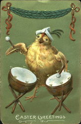 Chick Playing Drums With Chicks Postcard Postcard