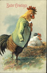 Rooster in Green Coat Postcard