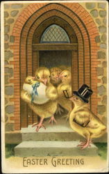 Chick Family at Church Postcard