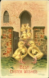 Chicks Going to Church Postcard