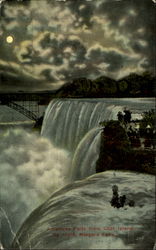 American Falls from Goat Island, by night Niagara Falls, NY Postcard Postcard