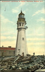 Government Lighthouse at Harbor Engrance Buffalo, NY Postcard Postcard