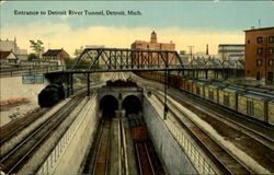 Entrance to Detroit River Tunnel, Detroit, Mich Michigan Postcard Postcard