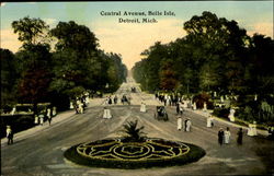 Central Avenue, Belle Isle Detroit, MI Postcard Postcard