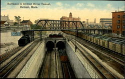 Entrance to Detroit River Tunnel Michigan Postcard Postcard