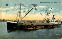 Unloading Lumber San Diego, CA 1915 Panama-California Exposition Postcard Postcard