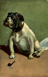 Bulldog with Pipe Postcard