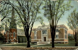 Public Library (New) and Orthodox Congregational Church Postcard