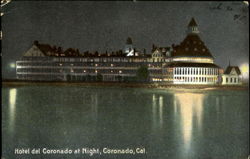 Hotel del Coronado at Night California Postcard Postcard