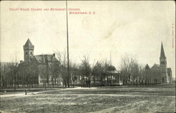 Court House Square and Methodist Church Postcard