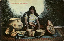 Pima Indian and Baskets Native Americana Postcard Postcard