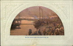 The First Bridge Across the Chicago River, 1834 Illinois Postcard Postcard