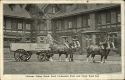 Chicago Union Stock Yard Clydesdale Four and Stock Yard Inn Illinois Postcard Postcard