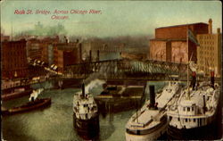 Rush St. Bridge, Across Chicago River, Chicago Postcard