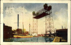 Halsted street bridge, raised, Chicago Postcard