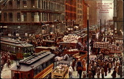 A busy day on Dearborn and Randolph Streets Postcard