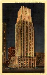 Gulf Building, by night Houston, TX Postcard Postcard