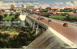 Colorado River Bridge and Skyline Postcard