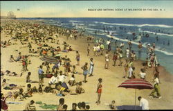 Beach and Bathing Scene at Wildwood By The Sea, NJ Postcard