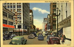 Third Avenue and Pike Seattle, WA Postcard Postcard