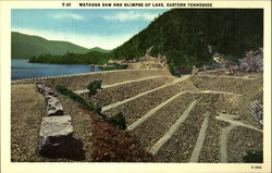 Watauga Dam and Glimpse of Lake, Eastern Tennessee Postcard