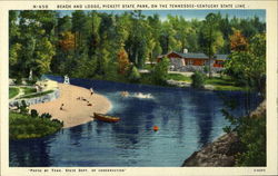 Beach and Lodge, Pickett State Park Postcard