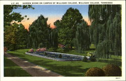 Garden Scene on Campus of Milligan College Postcard