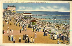 Scene of Rest Pavilion - Beach and Boardwalk Postcard