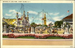 Bathing at Luna Park Coney Island, NY Postcard Postcard