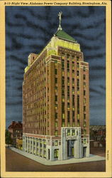 B-13 Night View, Alabama Power Company Building, Birmingham, AL Postcard