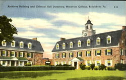 Archives Building and Colonial Hall Dormitory, Moravian College Postcard