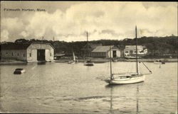 Boats and Boat Sheds - Falmouth Harbor Massachusetts Postcard Postcard