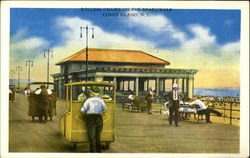 Rolling Chairs on the Boardwalk Coney Island, NY Postcard Postcard