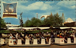 Glide-A-Ride trains with Rocket Thrower in background New York, NY Postcard Postcard