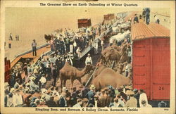 The Greatest Show on Earth Unloading at Winter Quarters Sarasota, FL Postcard Postcard