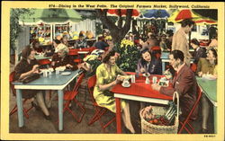 Dining in the West Patio. The Original Farmers Market Postcard