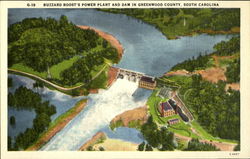 Buzzard Roost's power plant and dam Chappells, SC Postcard Postcard