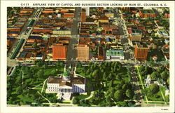 airplane view of capitol and business section look up main st Postcard