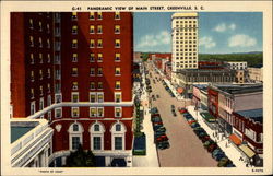 Panoramic View of Main Street Greenville, SC Postcard Postcard