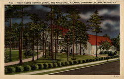 Night Scene Howard Chapel and Kinsey Hall, Atlantic Christian College Postcard