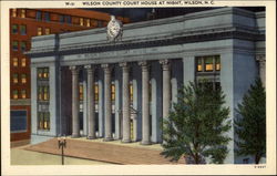 Wilson County court house at night Postcard