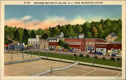 Business section of Saluda N.C. from recreatin center North Carolina Postcard Postcard