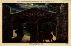 Night-Time Scene of Entrance Gate to Montreat, N. C North Carolina Postcard Postcard