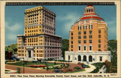 View from Plaza Showing Buncombe County Court House and City Hall, Asheville, N.C North Carolina Postcard Postcard