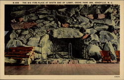 The Big Fire-Place at South End of Lobby, Grove Park Inn Asheville, NC Postcard Postcard