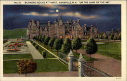 Biltmore house at night "in the land of the sky" asheville, NC Postcard Postcard